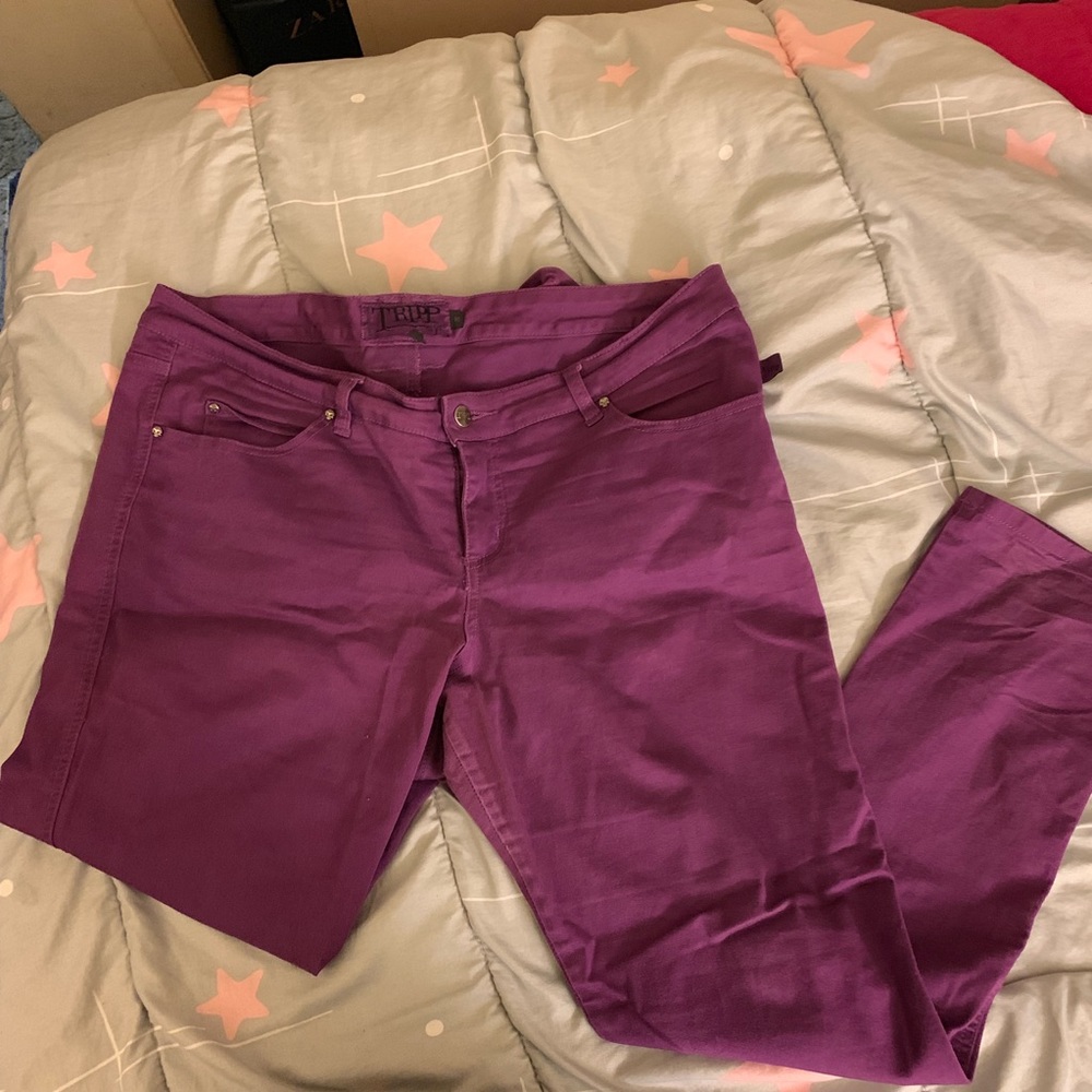TRIPP Size 18 Purple Skinny Jeans w/Skull Rivets